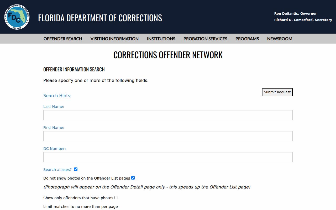 Florida Department of Corrections search distinguished from Riviera Beach neighborhood records