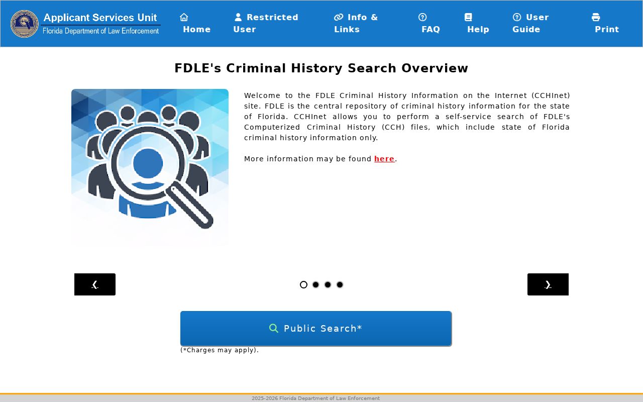 FDLE instant Florida criminal history search used in a Riviera Beach resident lookup