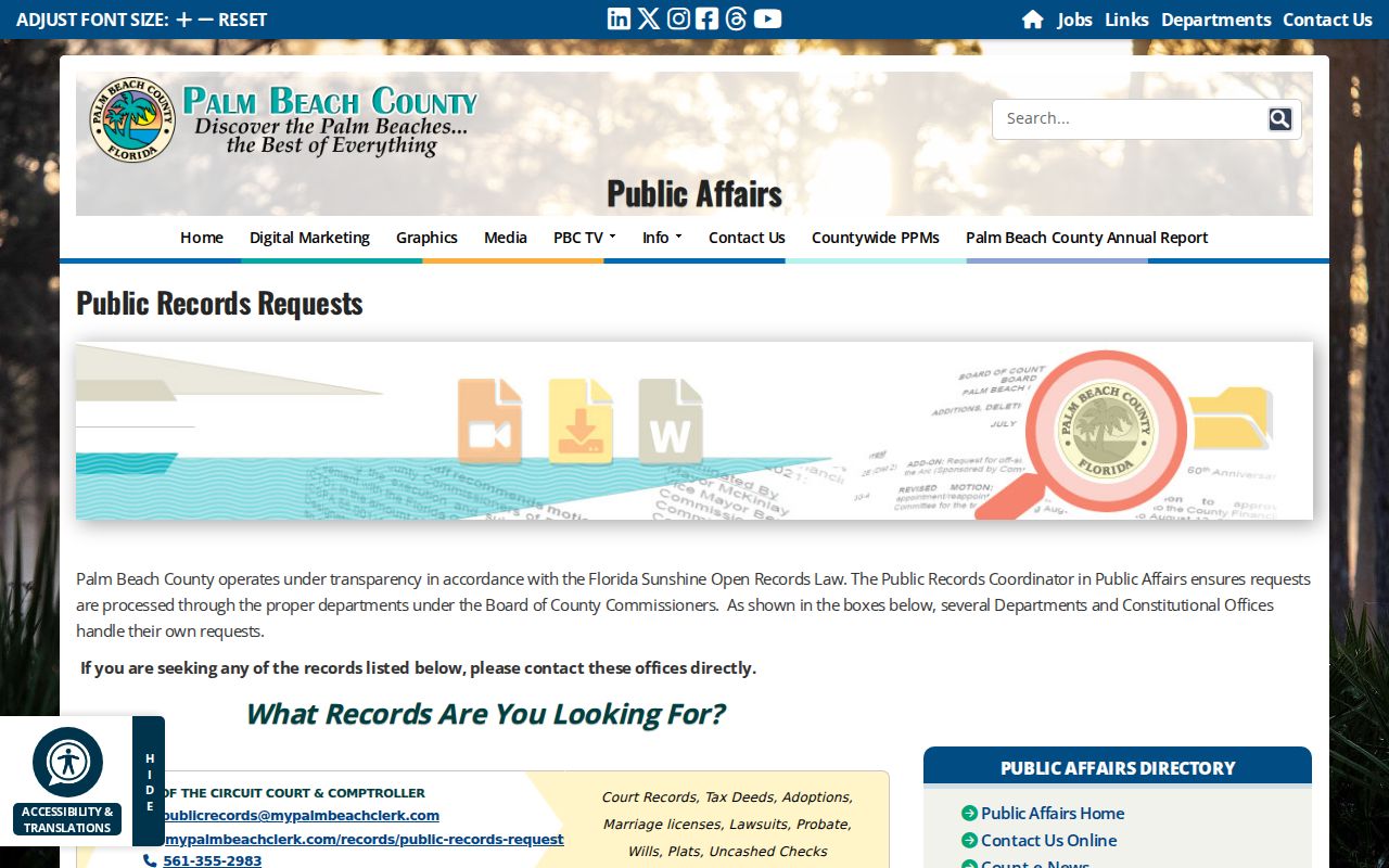 Palm Beach County records custodian page for Riviera Beach ZIP boundary follow-up